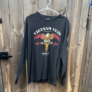 Vintage Hanes Black Vietnam Vets Long Sleeve Tee Size Large